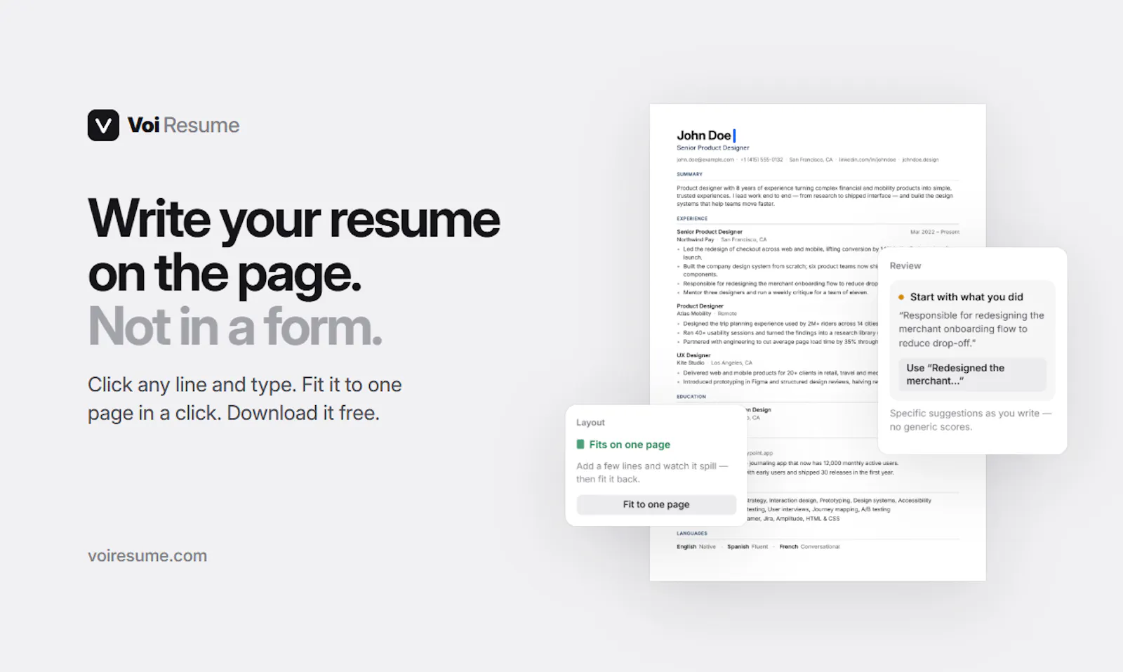 Voi Resume screenshot 2