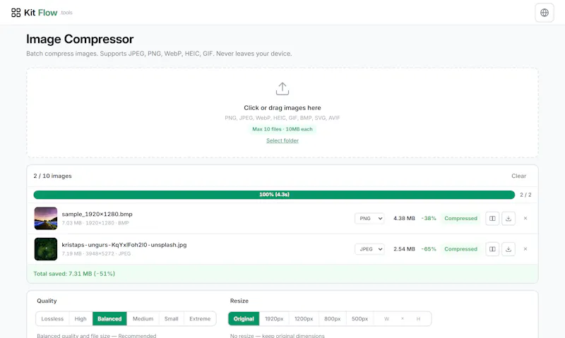 KitFlow Image Compressor screenshot 1