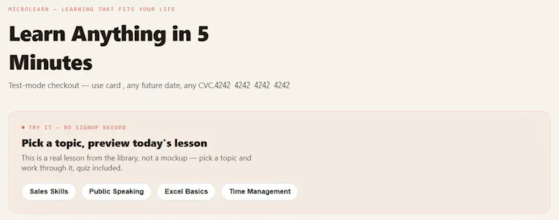 MicroLearn screenshot 2