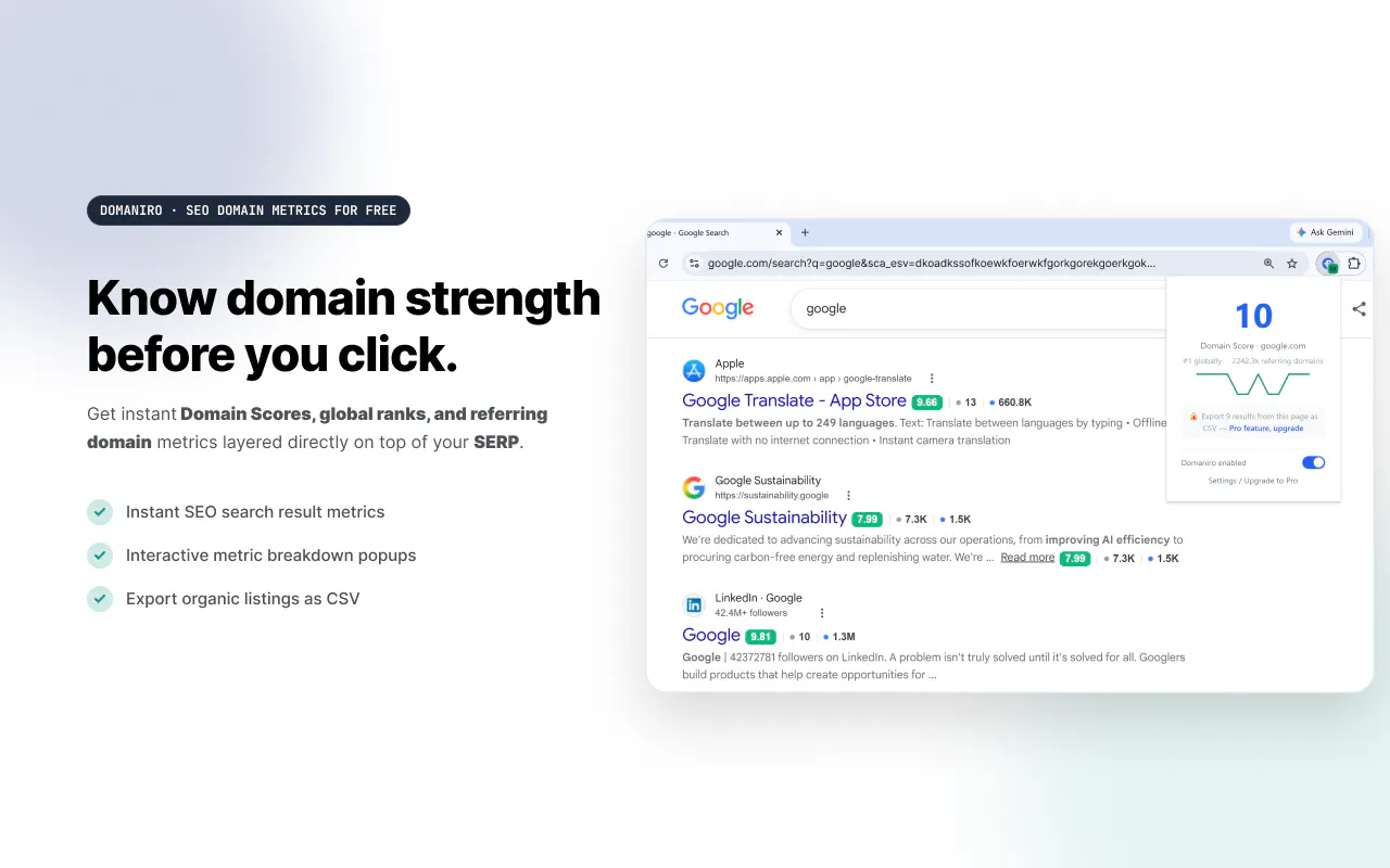 Domaniro - Free SEO Domain Metrics gallery image