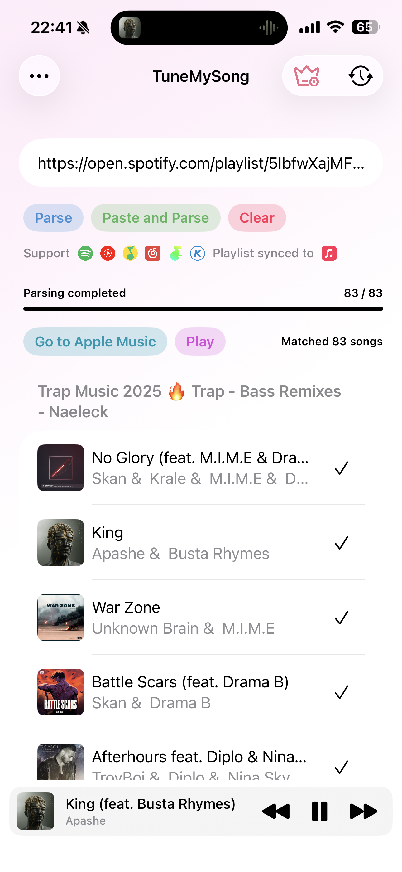 TuneMySong - Main screenshot showing features and interface