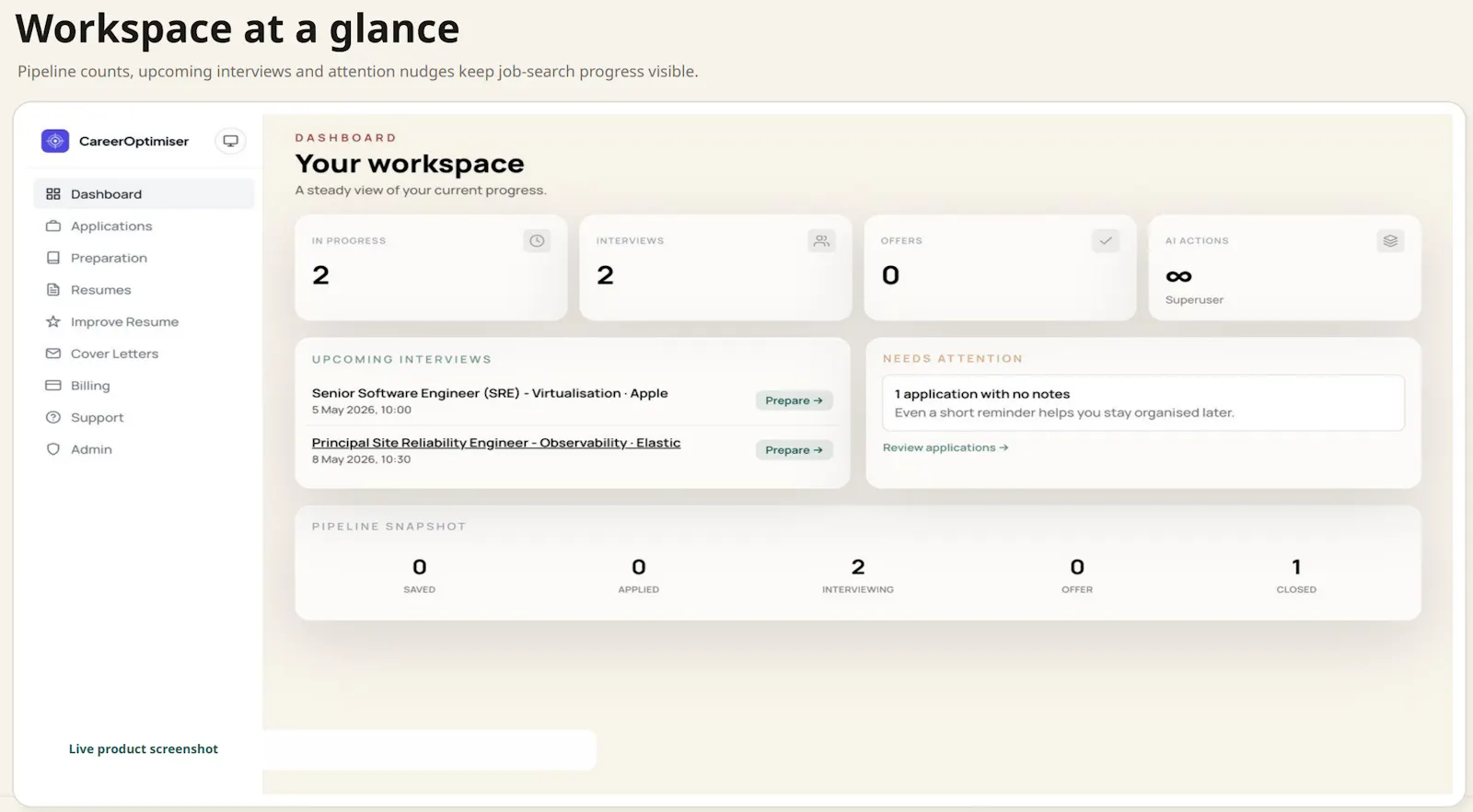 CareerOptimiser screenshot 2