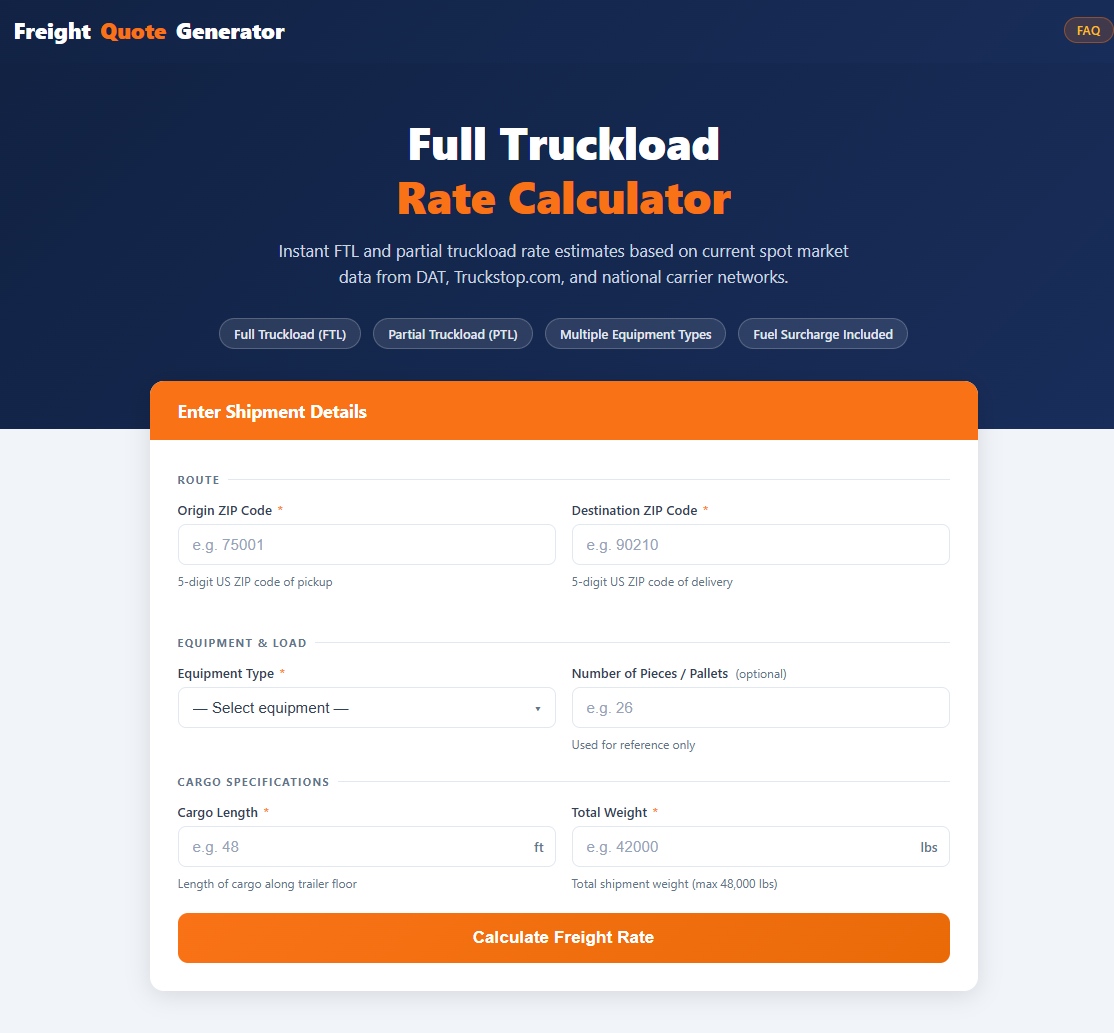 Freight Quote Generator gallery image