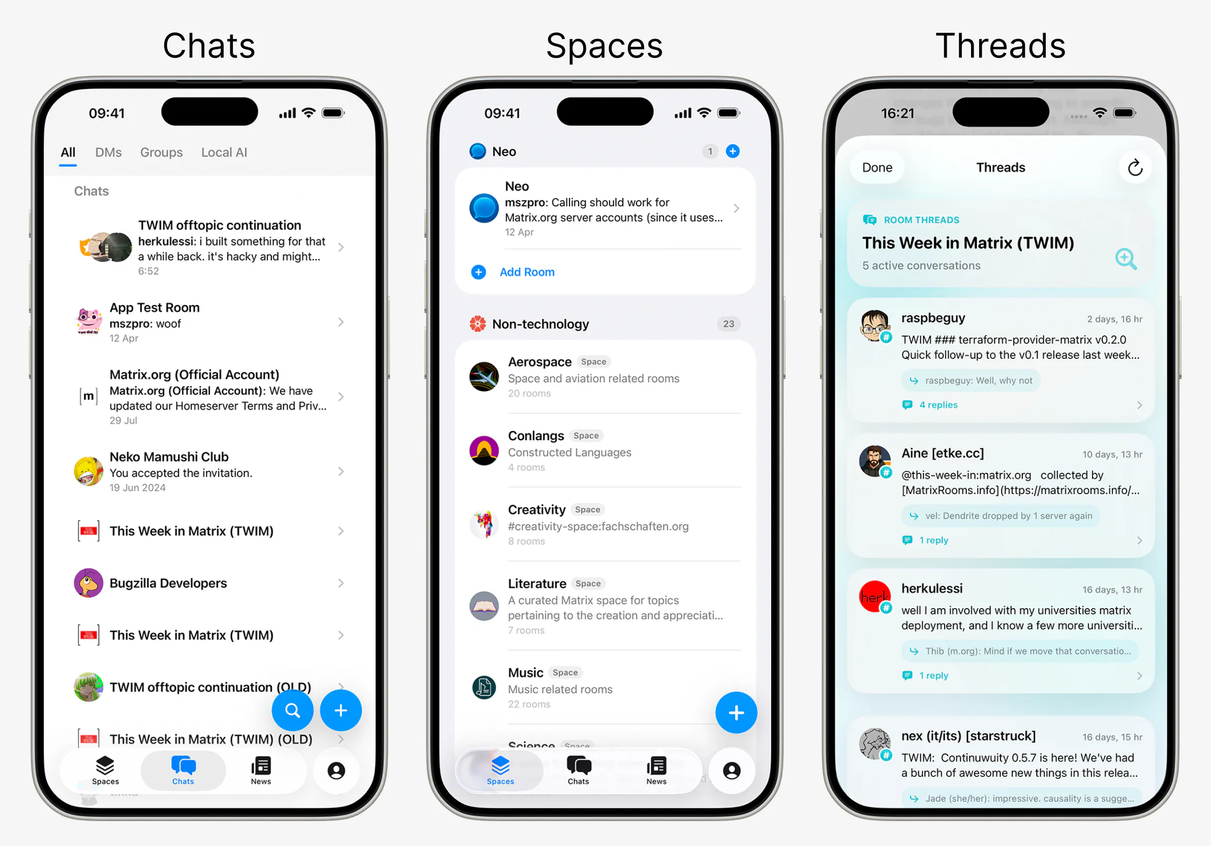 Nil - futuristic Matrix Chat client gallery image