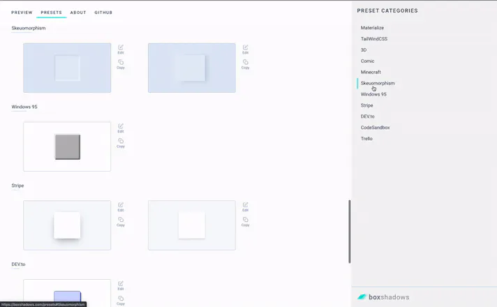 boxshadows.com gallery image