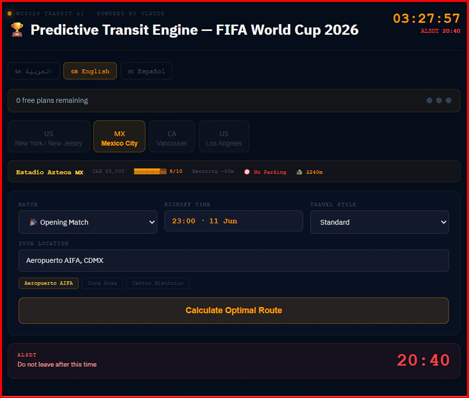  Predictive Transit Engine World Cup2026 screenshot 2