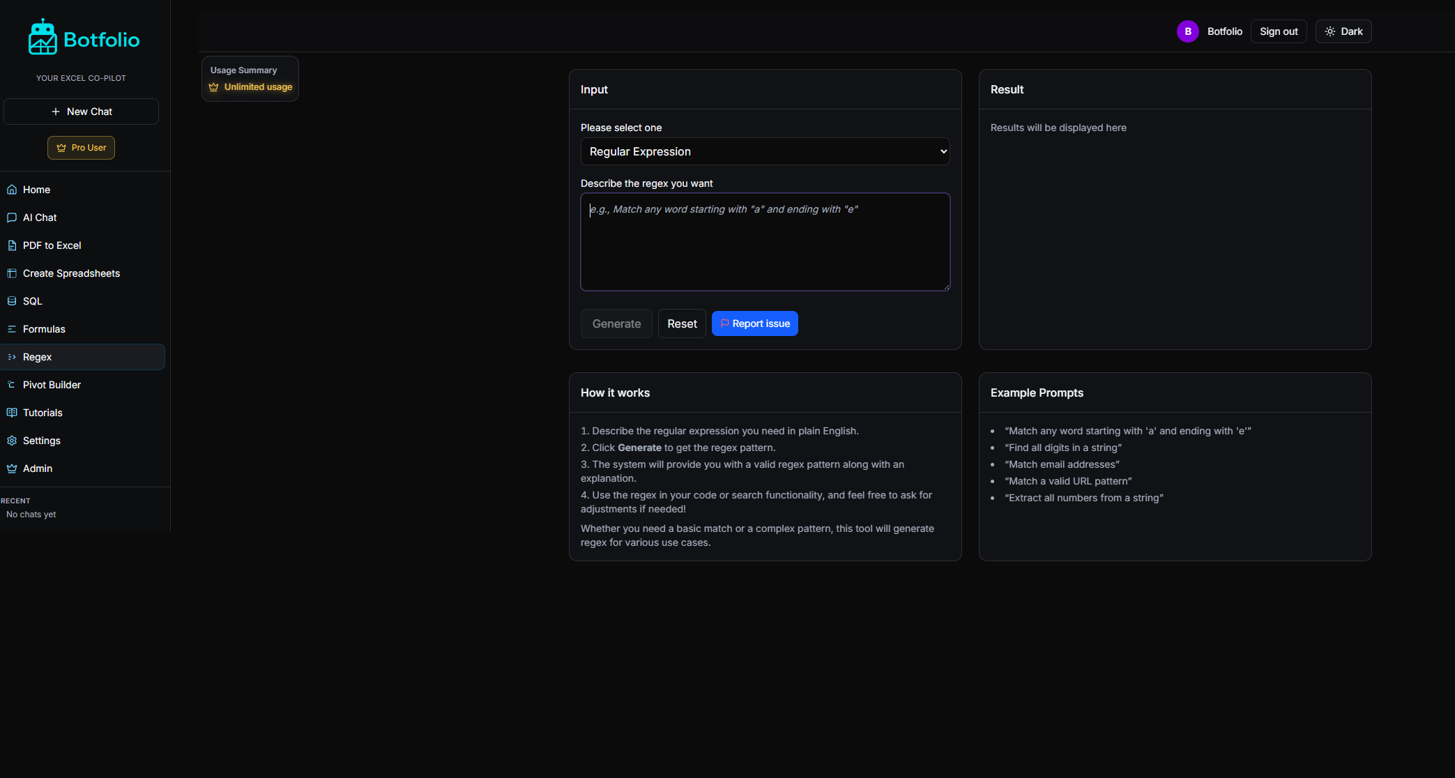 Botfolio - Screenshot 5 showing product features and functionality