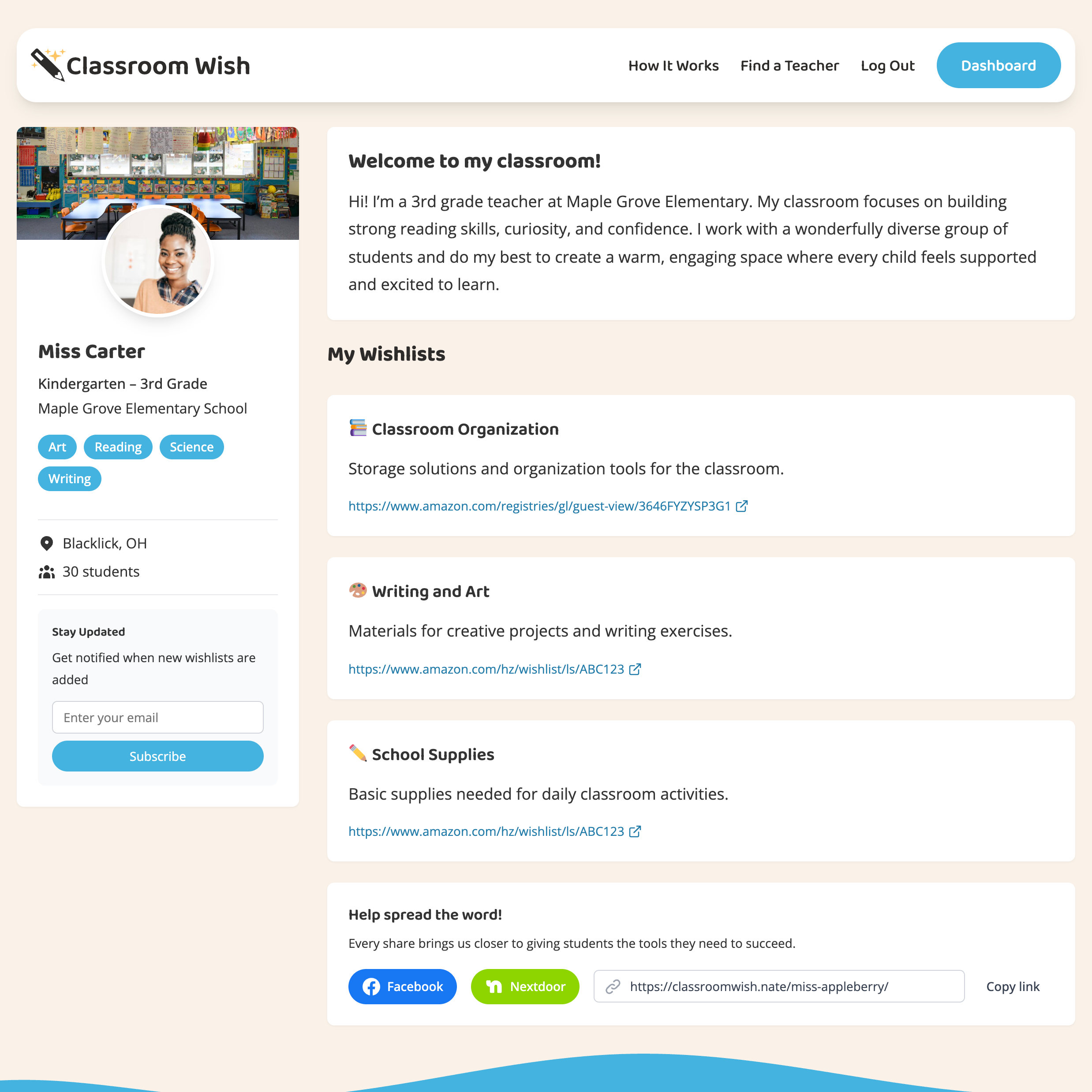 Classroom Wish - Main product screenshot demonstrating key features and user interface