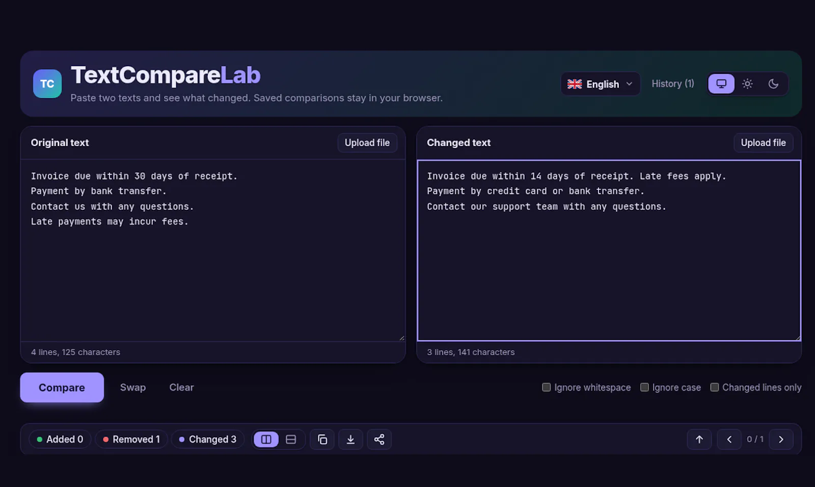 TextCompareLab screenshot 1