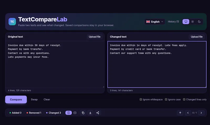 TextCompareLab screenshot 1