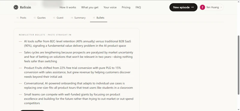 Turn podcast intoLinkedIn posts in voice screenshot 6