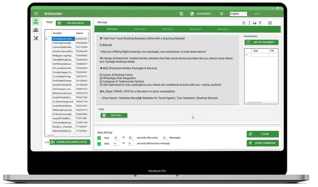 WA-Sender - Main product screenshot demonstrating key features and user interface