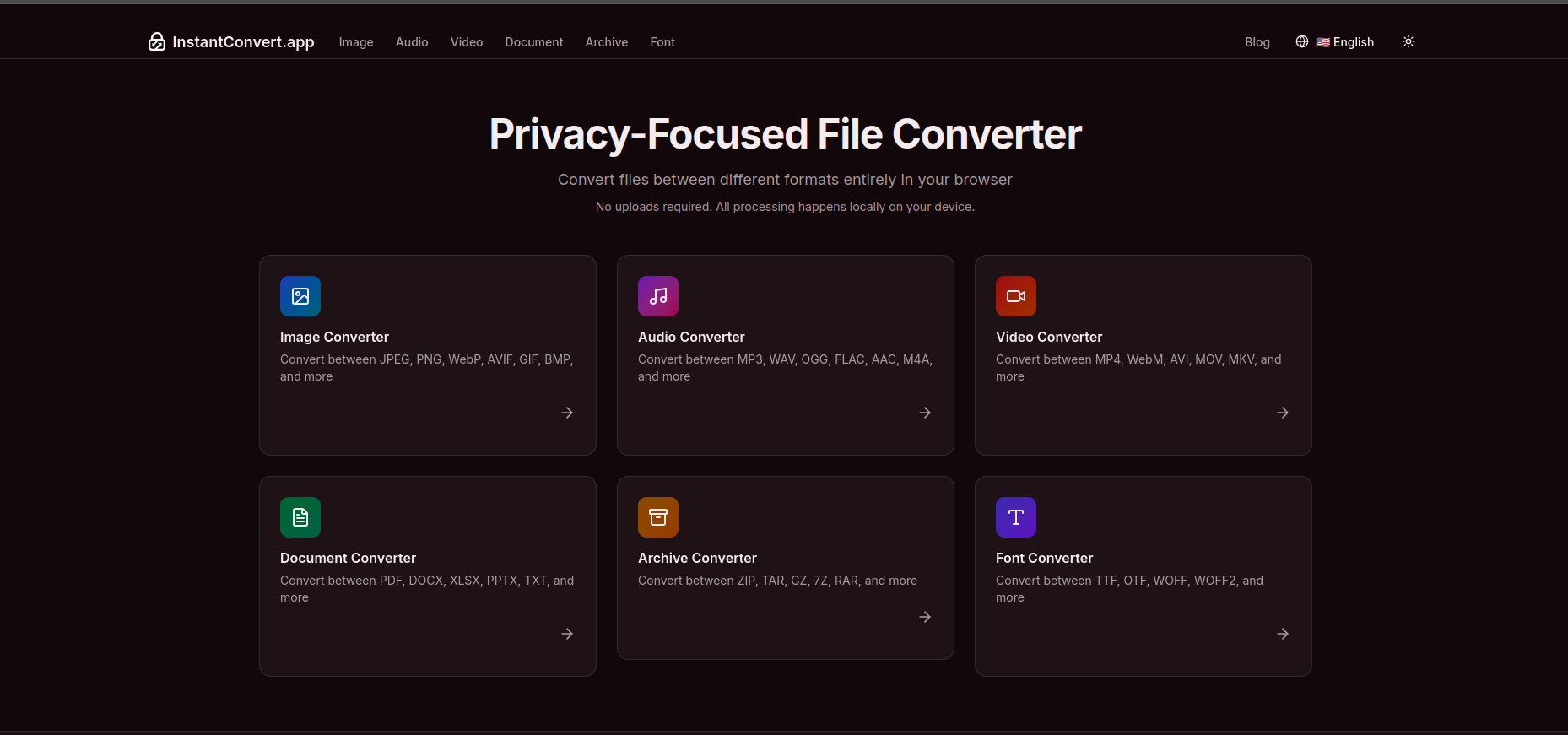 InstantConvert.app - Main product screenshot demonstrating key features and user interface