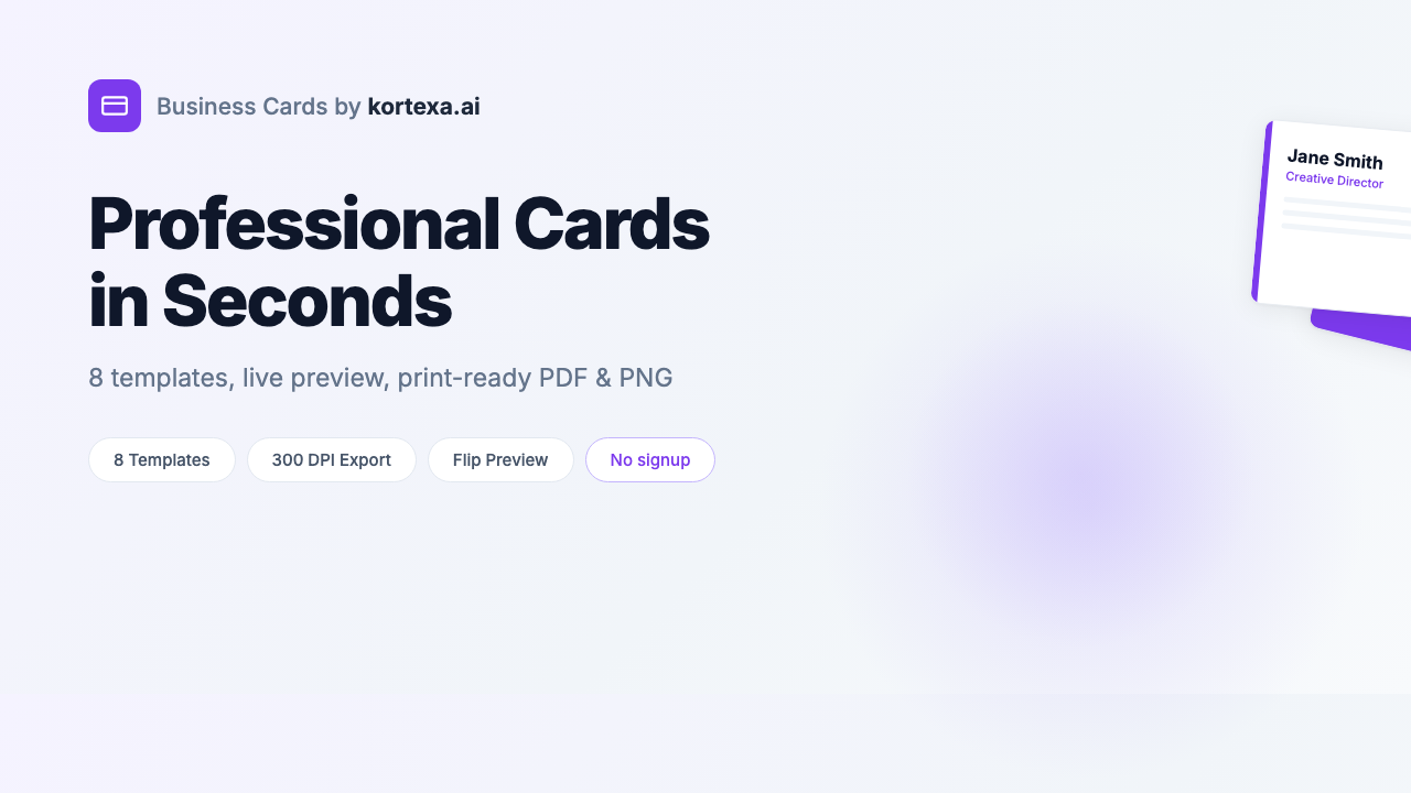 Free Business Cards by kortexa.ai gallery image