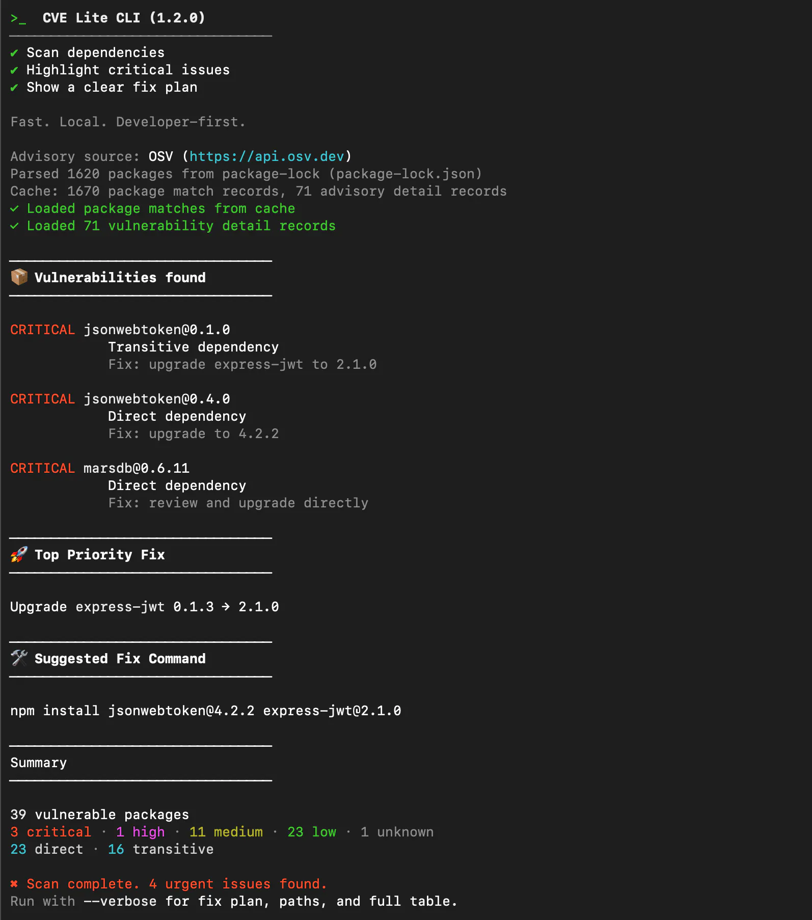 CVE Lite CLI gallery image