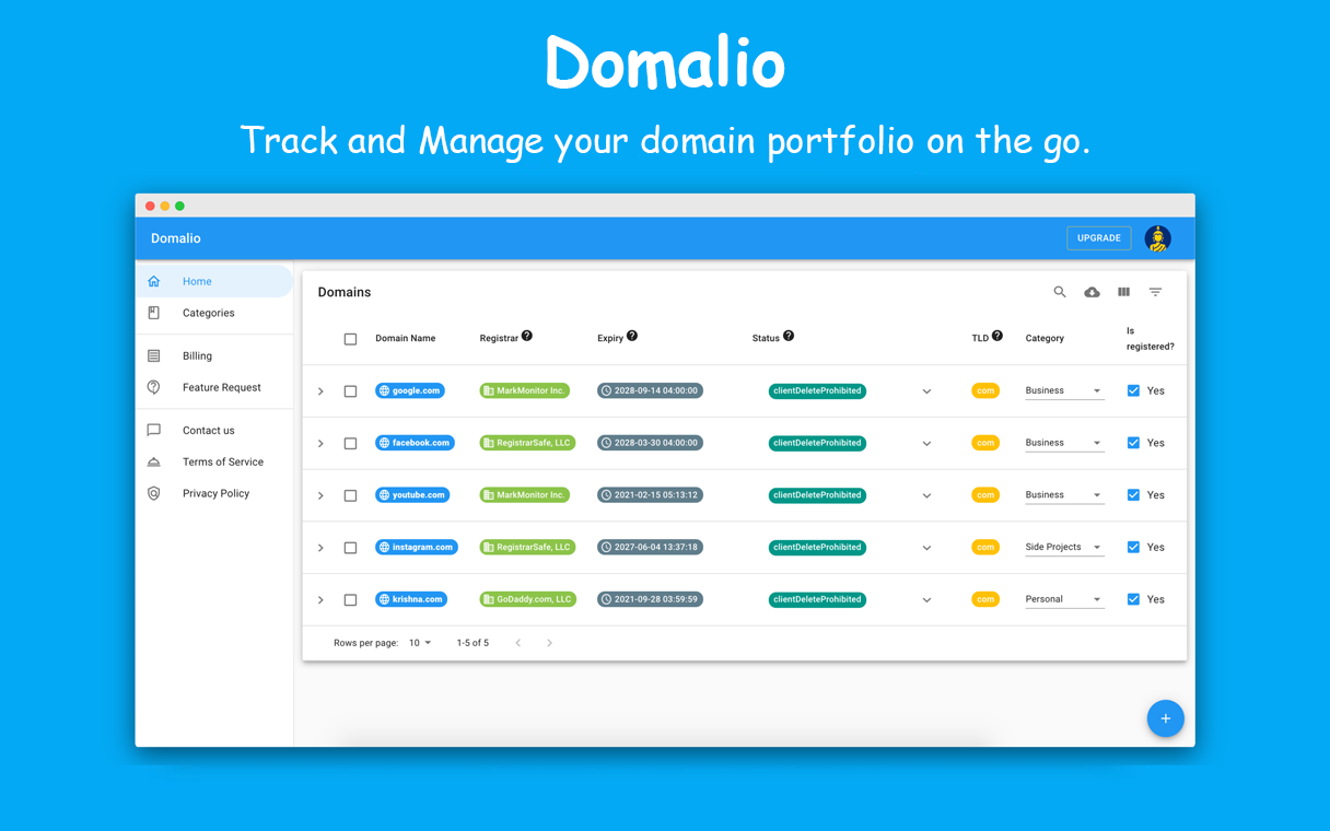 Domalio - Domain Portfolio Tracker gallery image