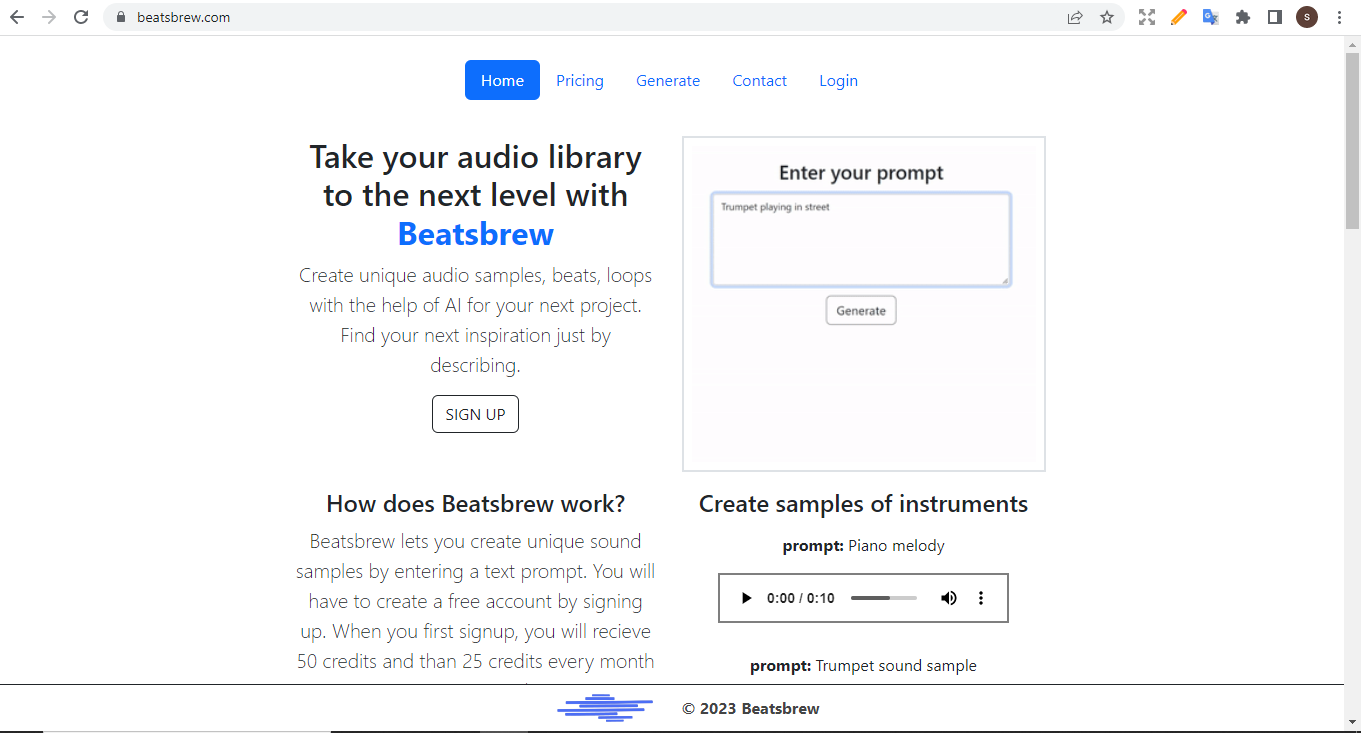 Media Beatsbrew - Buat sampel bunyi menggunakan teks yang diminta dengan bantuan AI 4