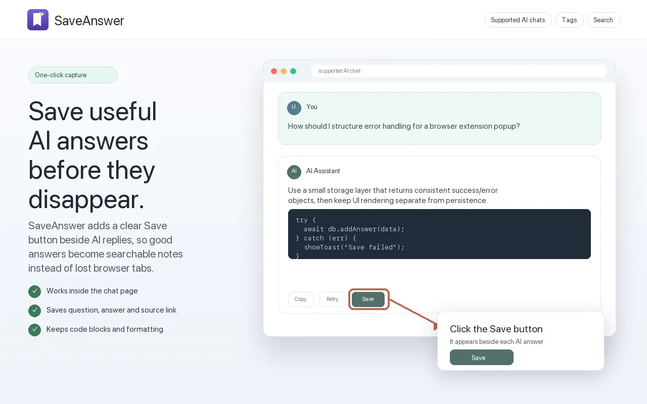 SaveAnswer gallery image