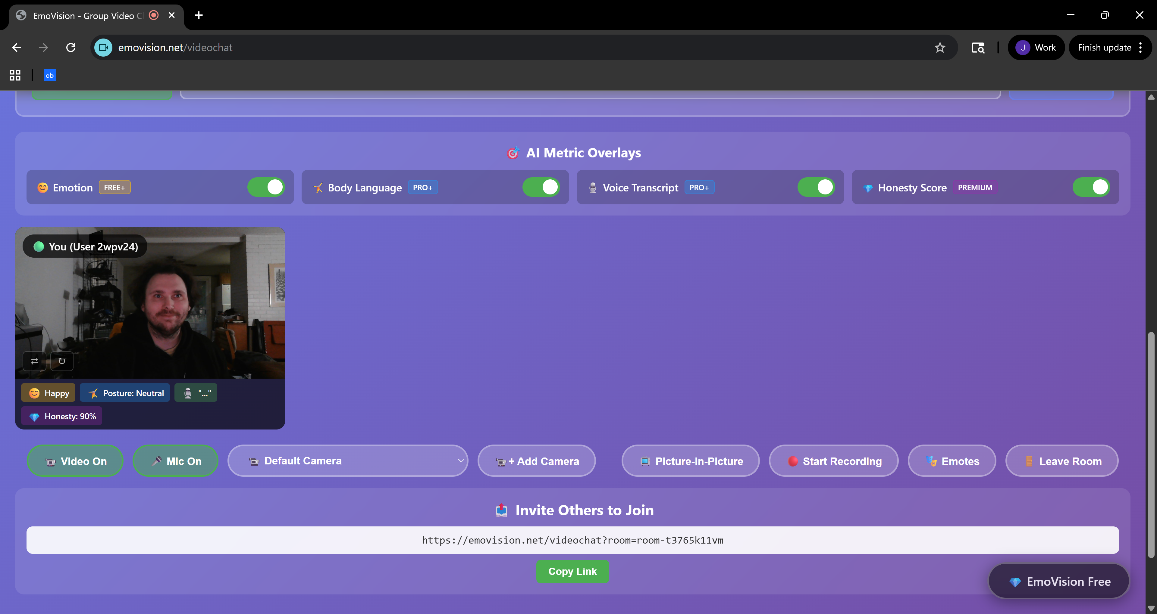 EmoVision - Screenshot 2 showing product features and functionality