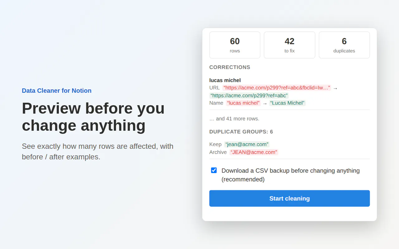 Data Cleaner for Notion gallery image