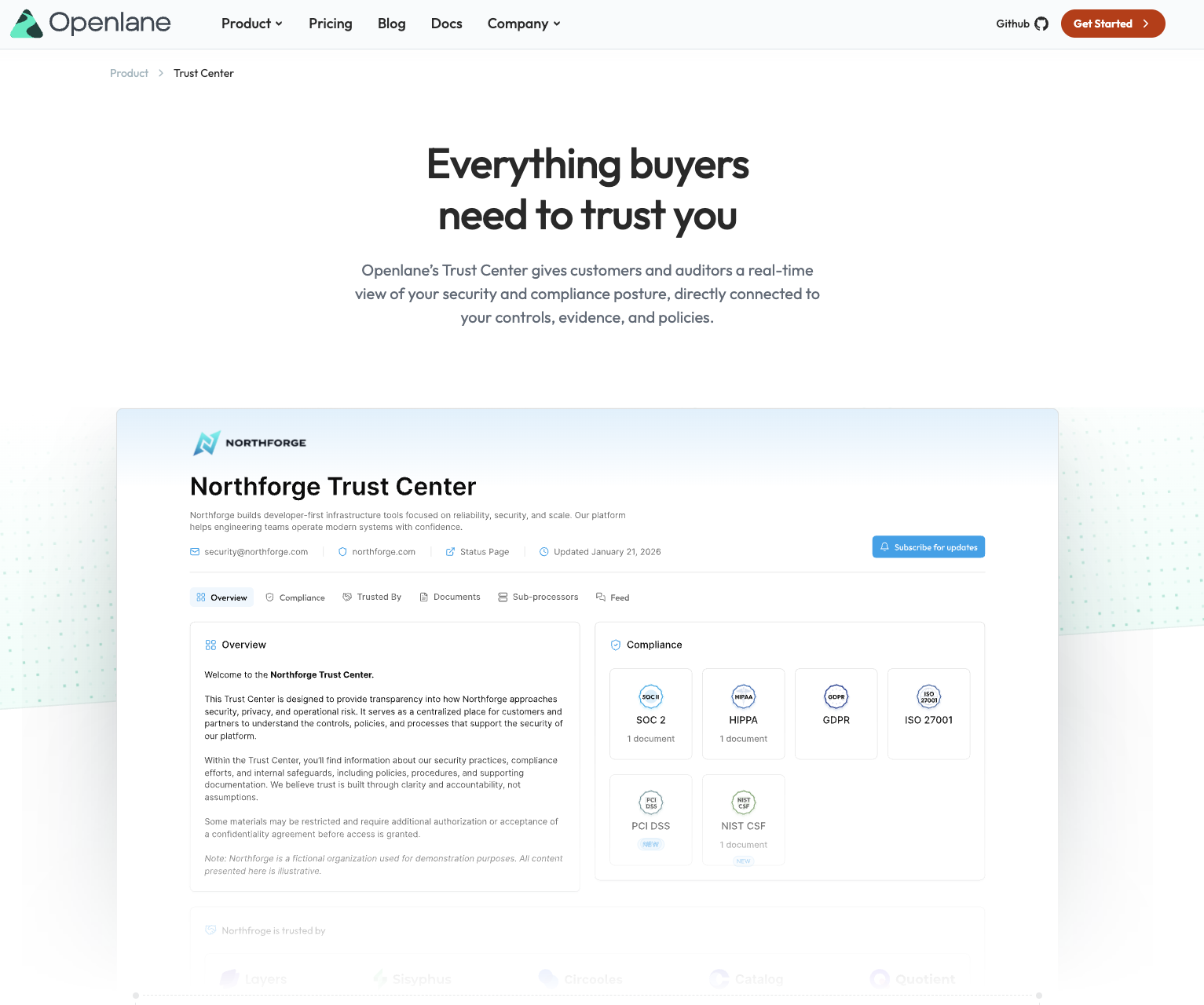 Openlane Trust Center - Screenshot 3 showing product features and functionality