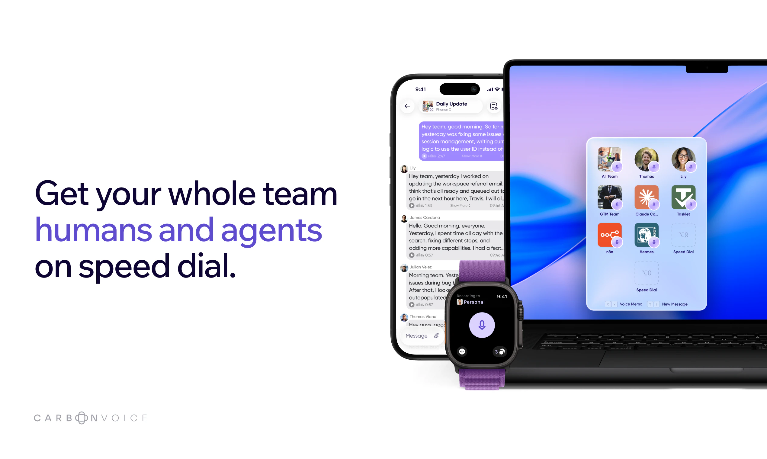 startuptile Carbon Voice Speed Dial-Get your whole team (humans and agents!) on speed dial