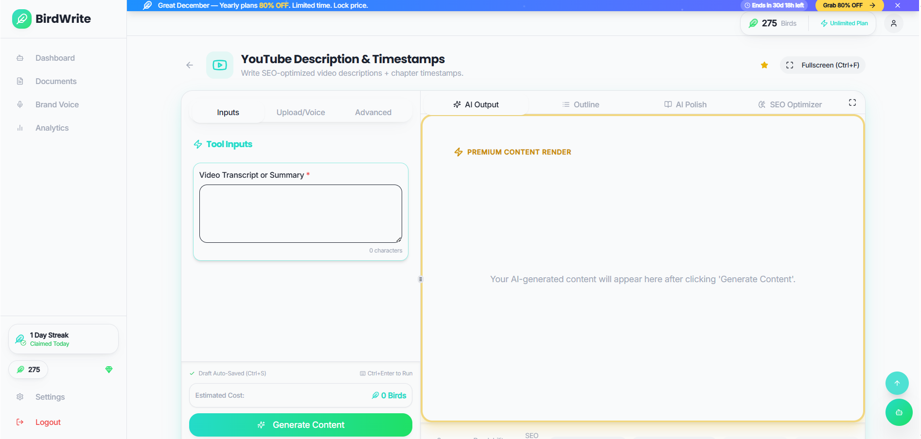 BirdWrite - Screenshot 2 showing product features and functionality