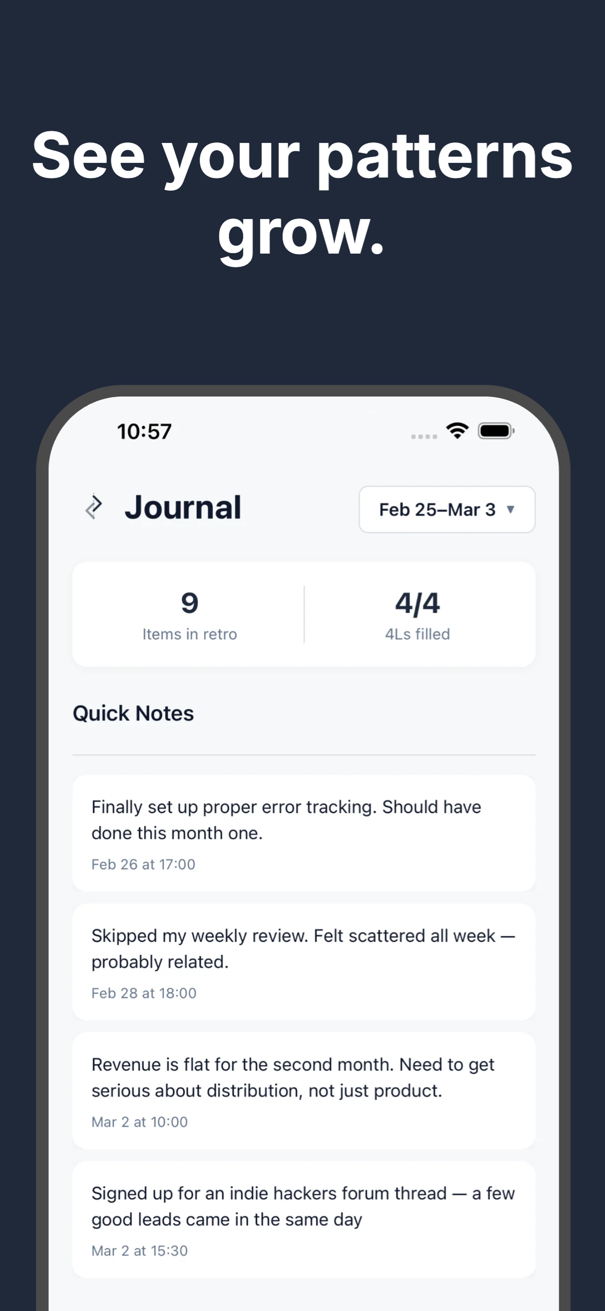 Retrospect: Reflect & Grow - Screenshot 2 showing product features and functionality