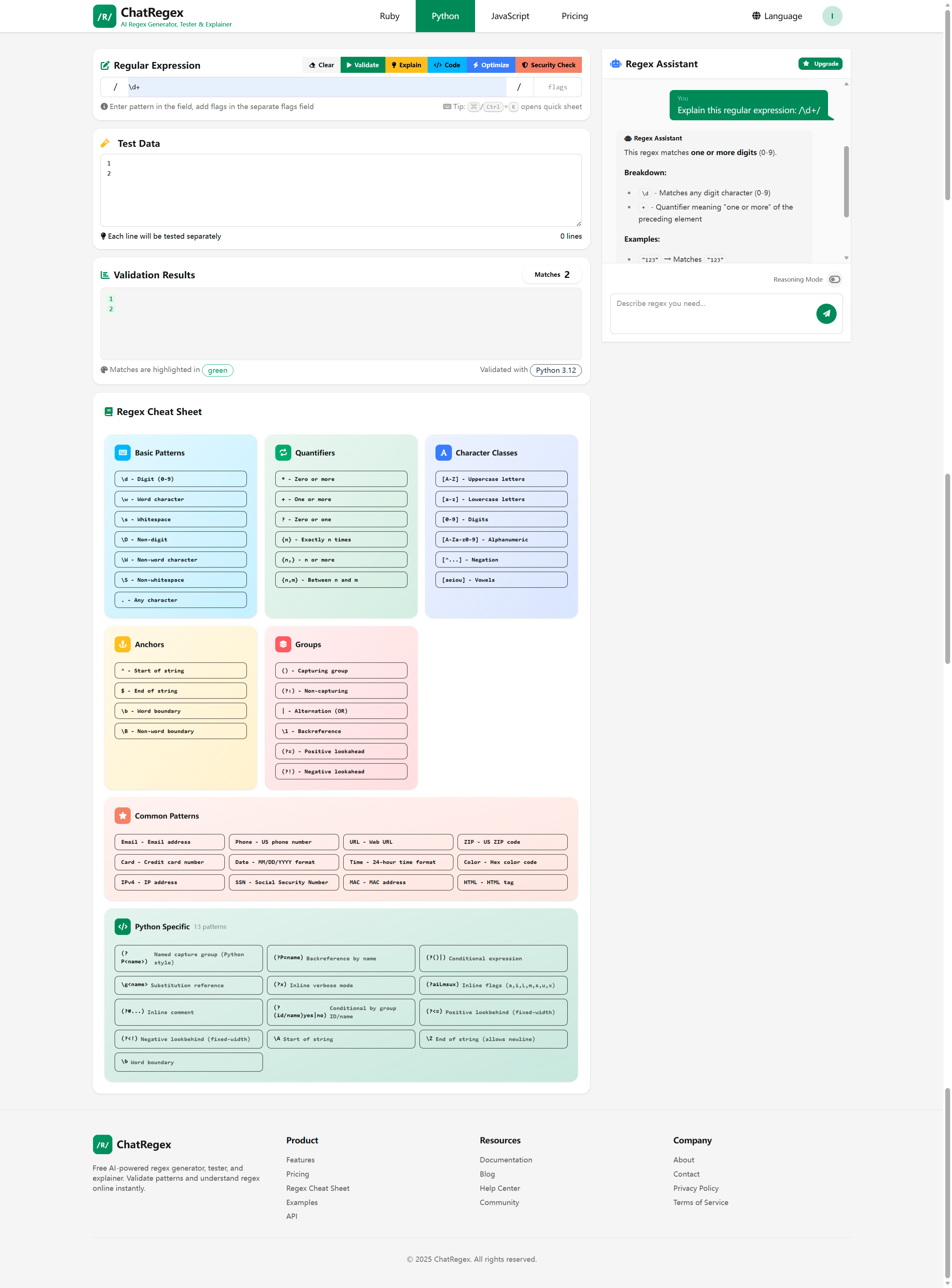 ChatRegex - Screenshot 2 showing product features and functionality