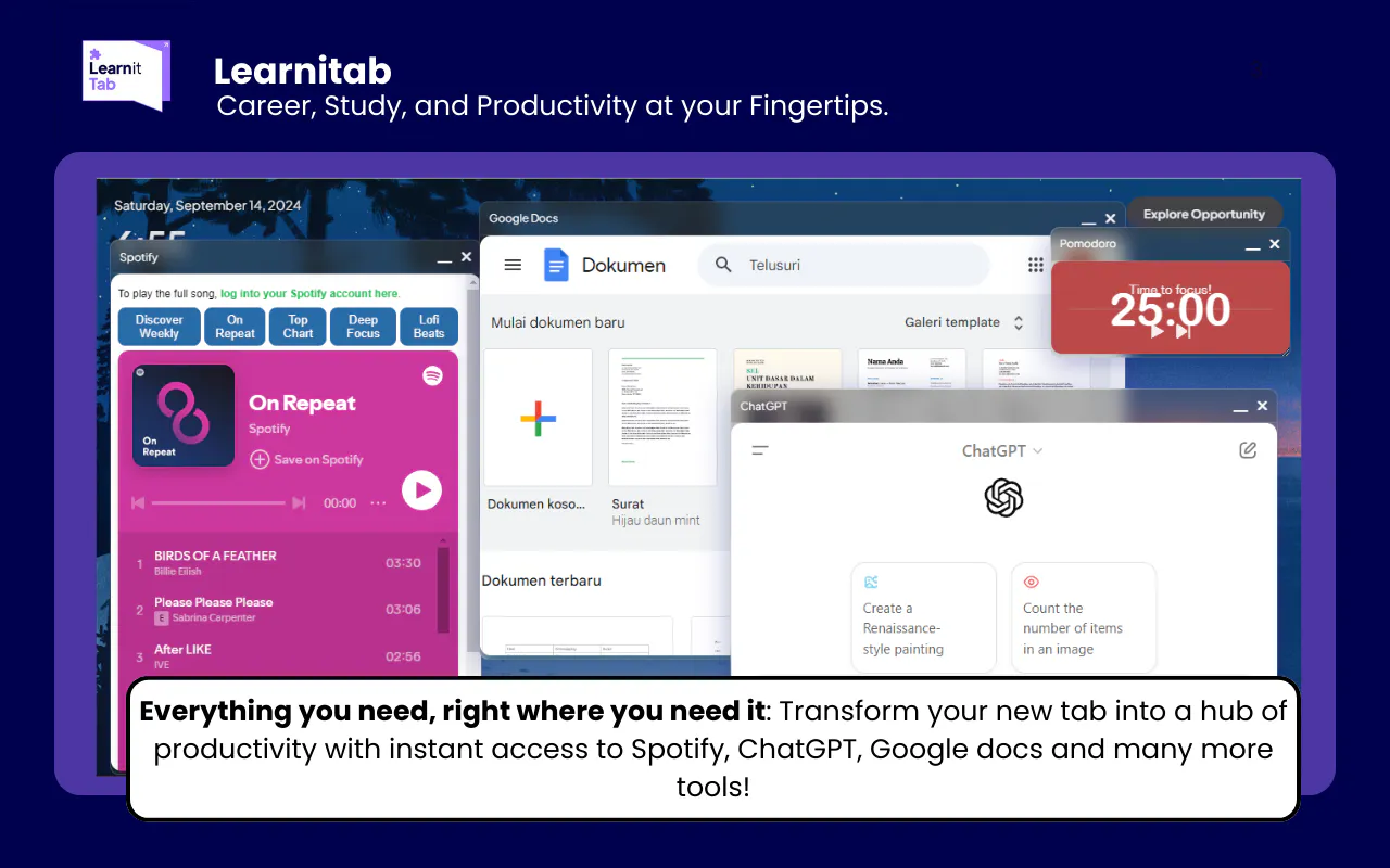 Learnitab Study NewTab Browser Extension gallery image