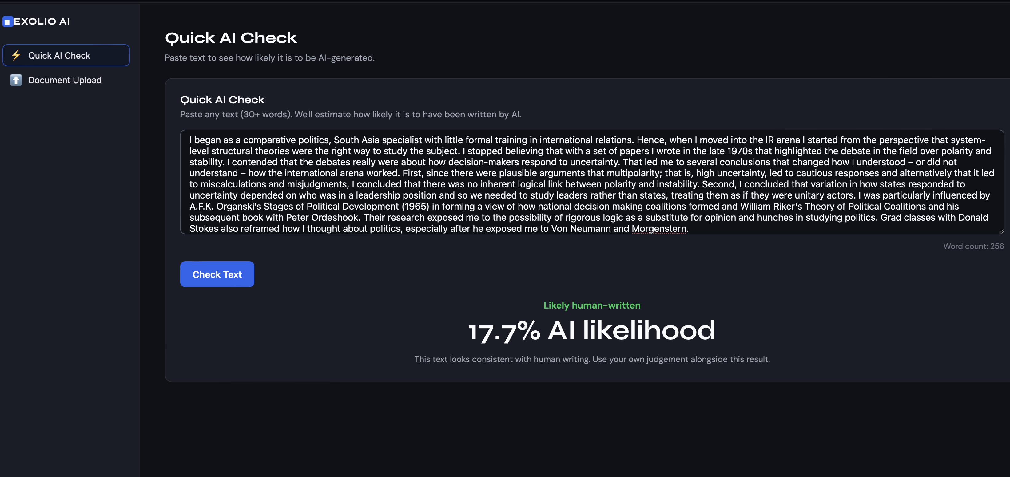 Exolio AI - Screenshot 2 showing product features and functionality