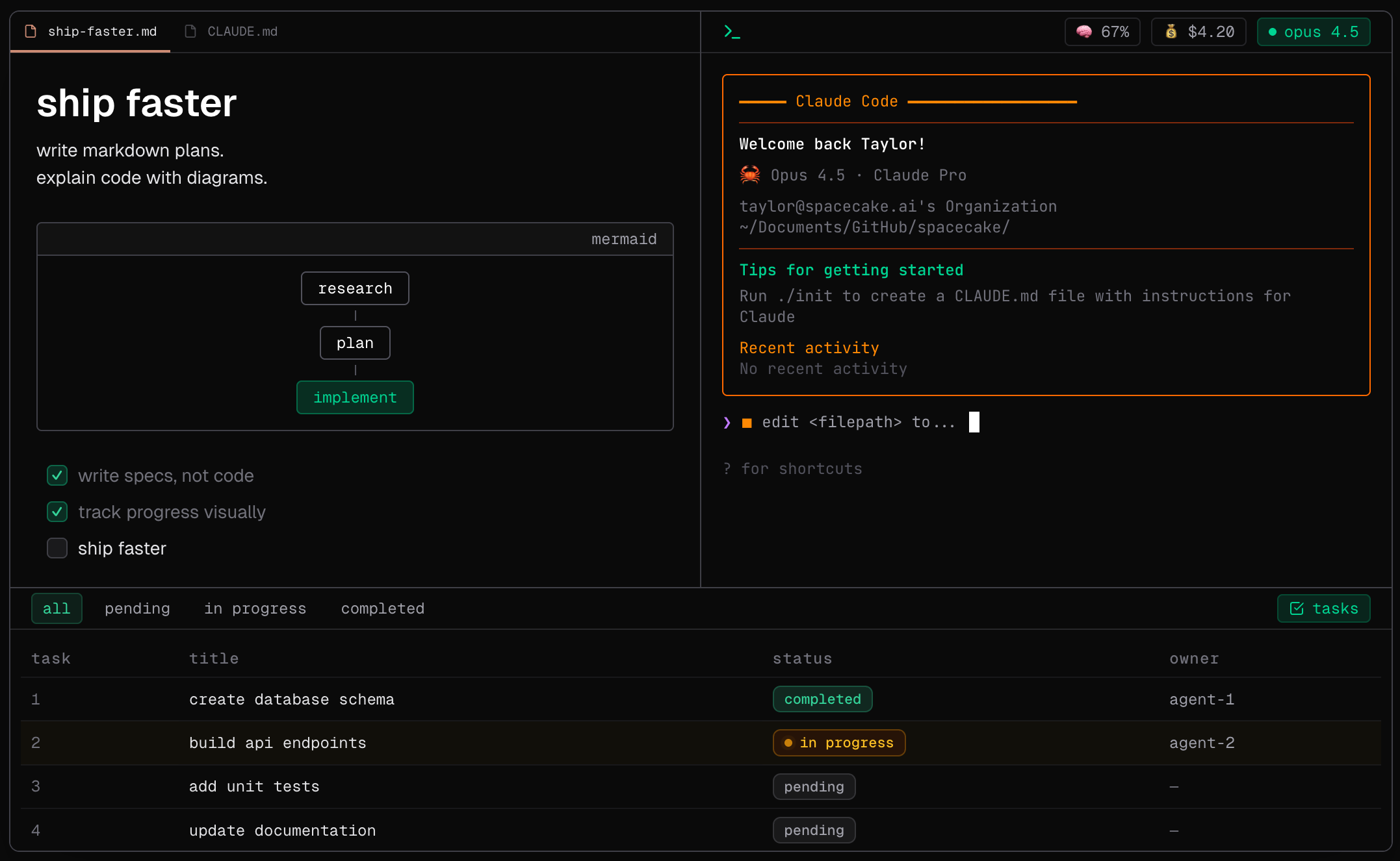 spacecake - Main product screenshot demonstrating key features and user interface