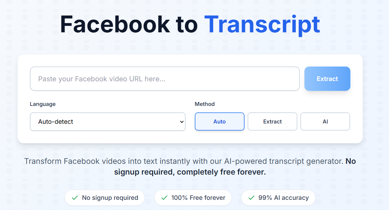 Facebook to Transcript