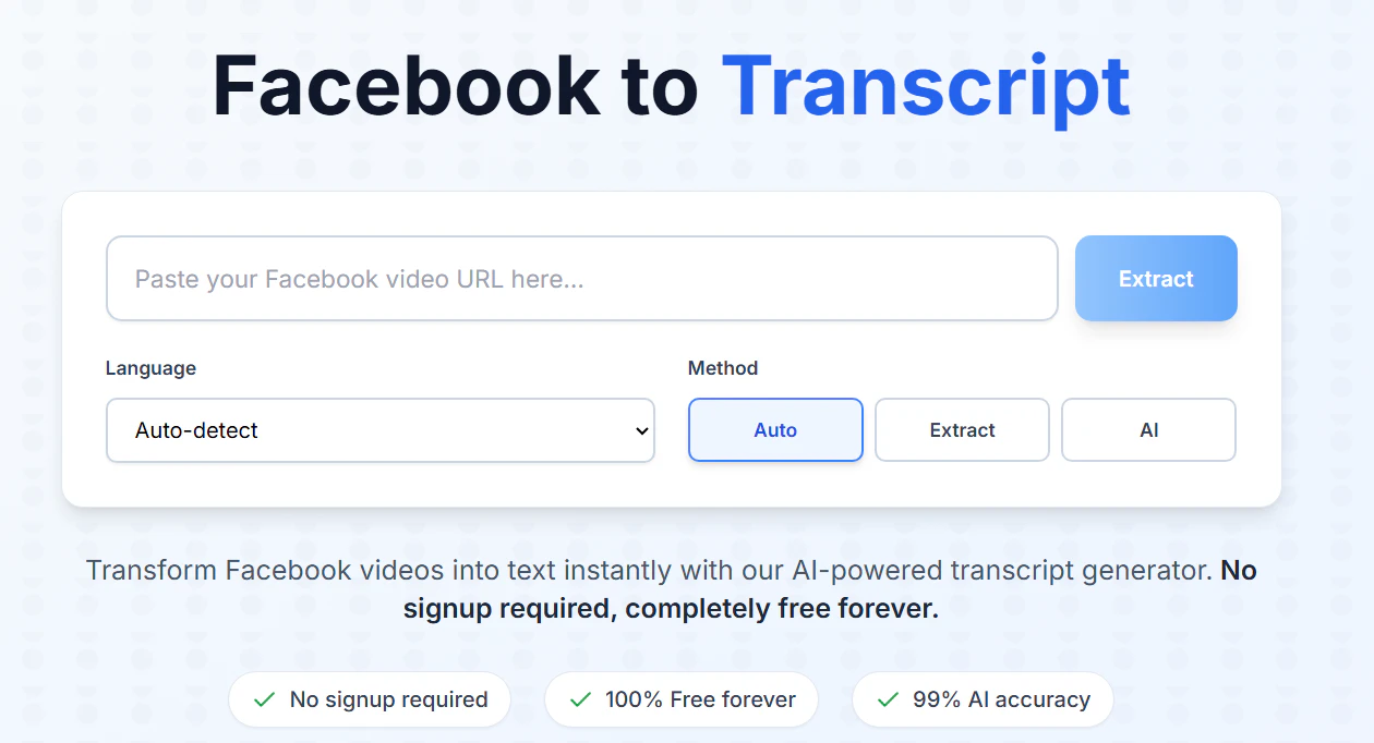 Facebook to Transcript