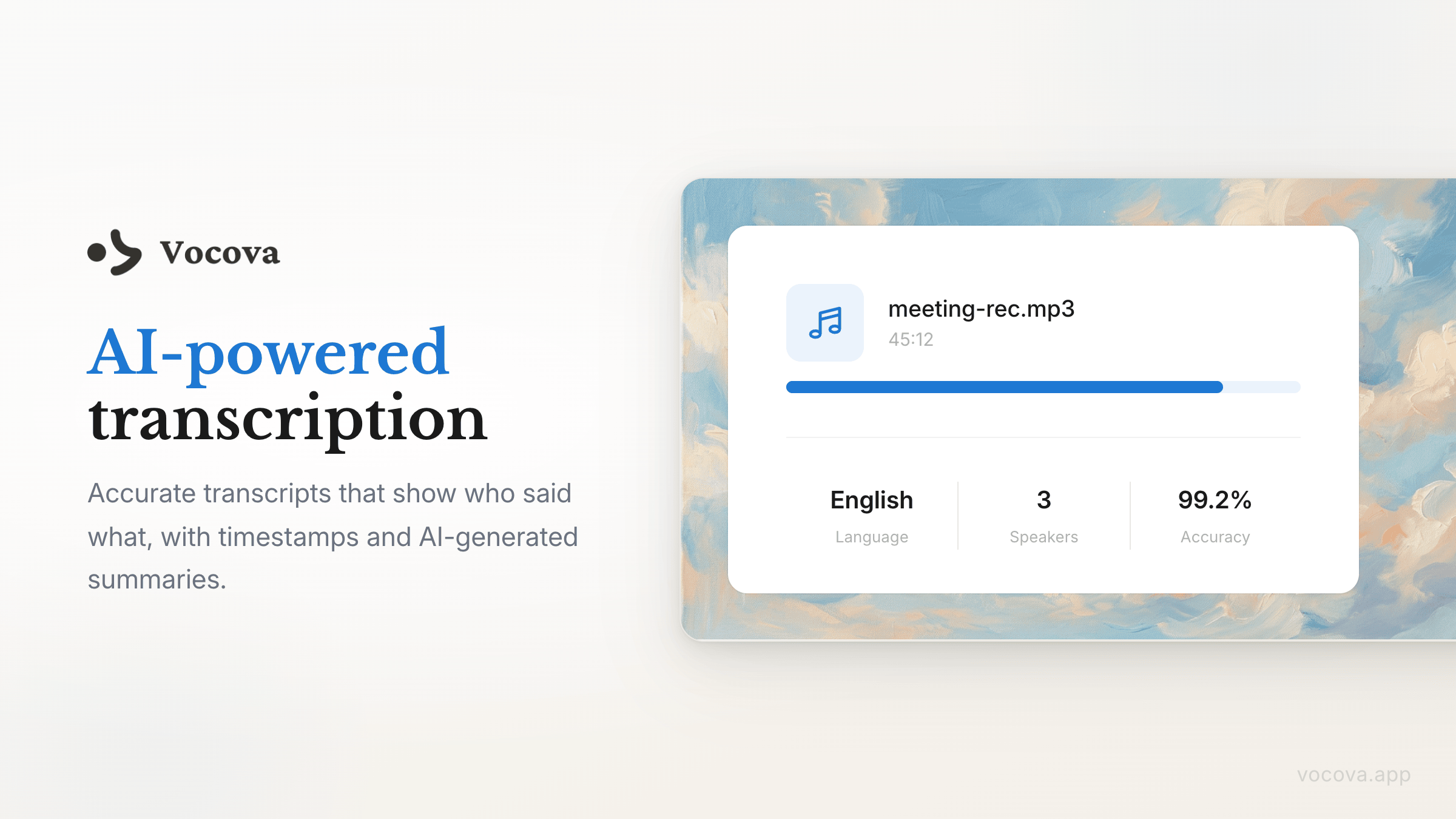 Vocova - Screenshot 3 showing product features and functionality