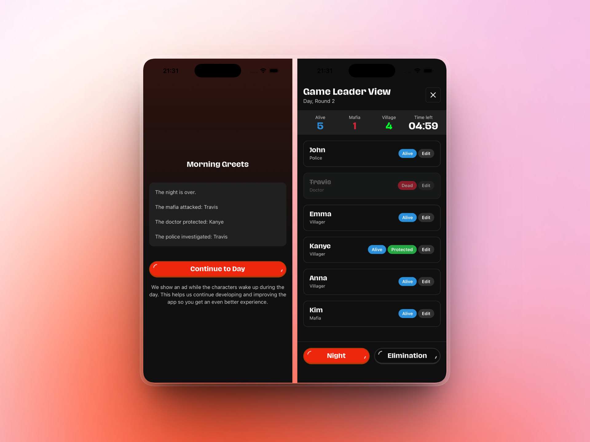 Mafia - Find the traitor - Screenshot 5 showing product features and functionality