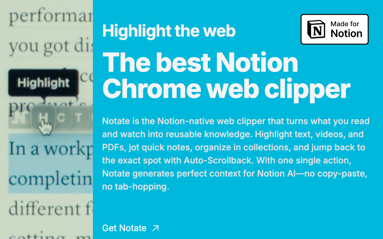 Notate.so - Main screenshot showing features and interface