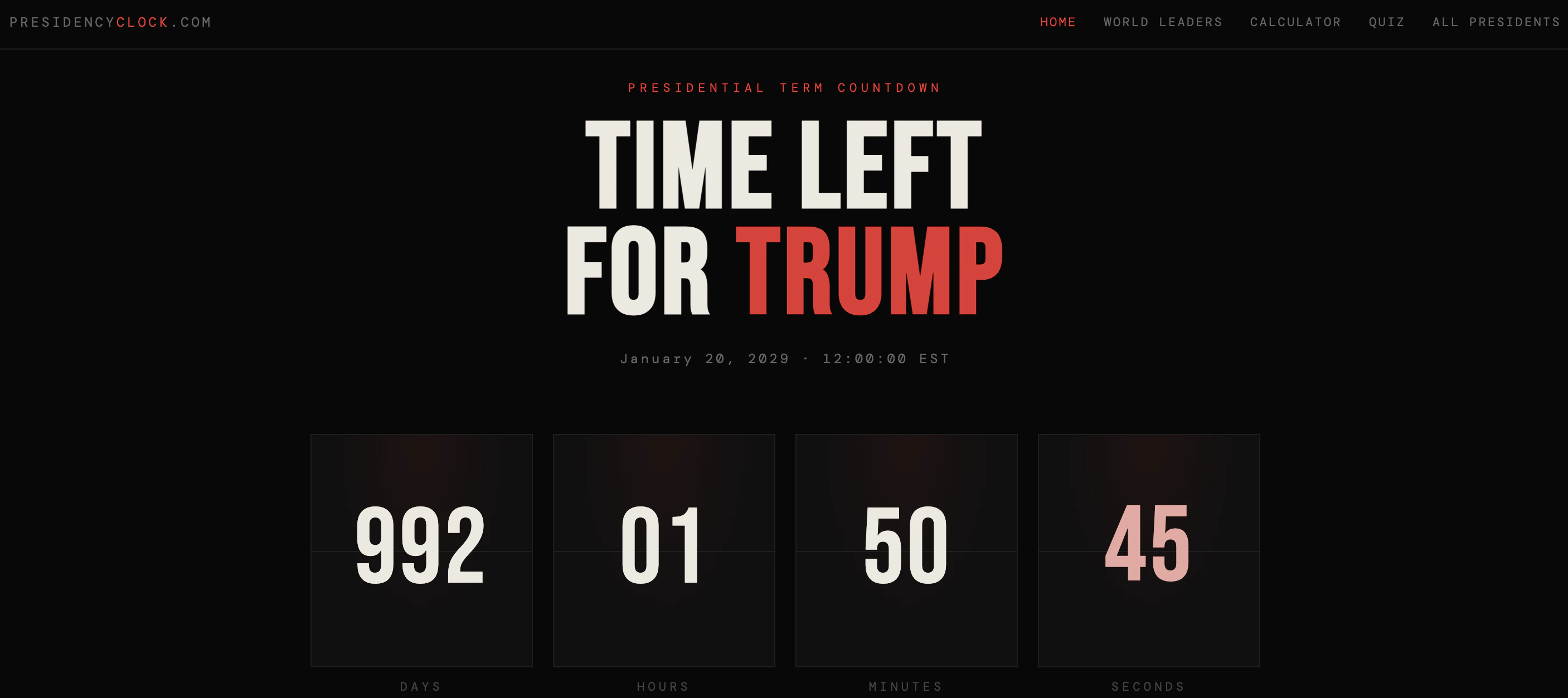 PresidencyClock — Trump Countdown