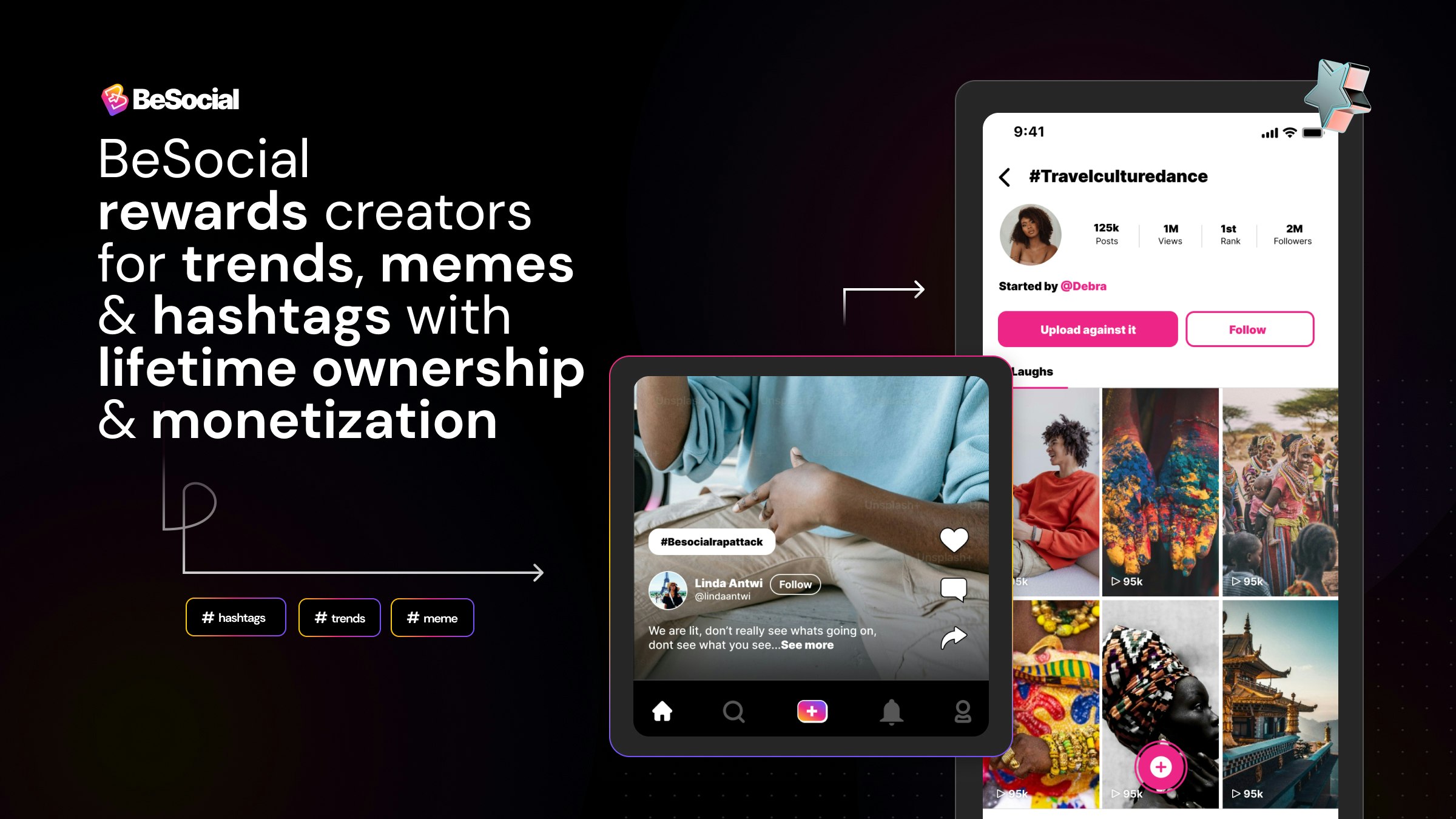 Besocial: การสร้างรายได้ที่ไม่มีที่สิ้นสุด - สร้างค้นพบวิดีโอสั้น ๆ และสร้างรายได้ media 4