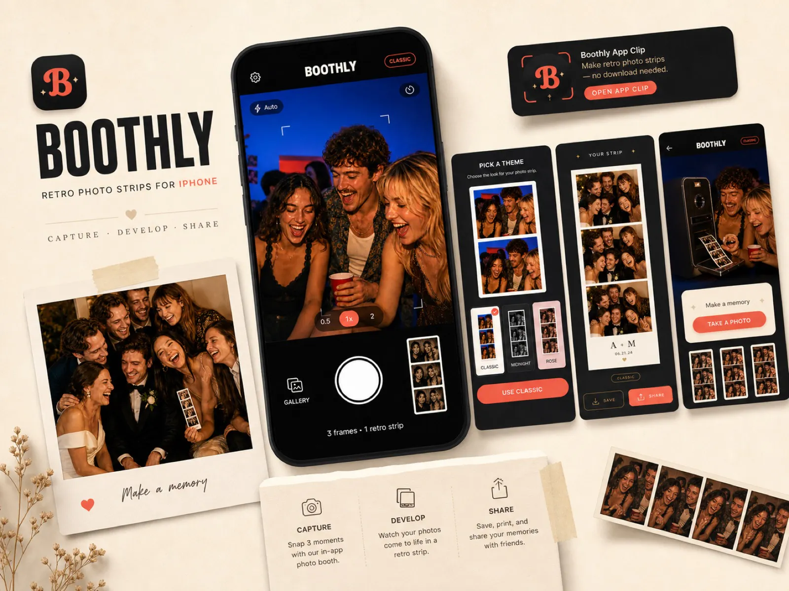 Boothly — Retro Photo Strips for iPhone screenshot 2
