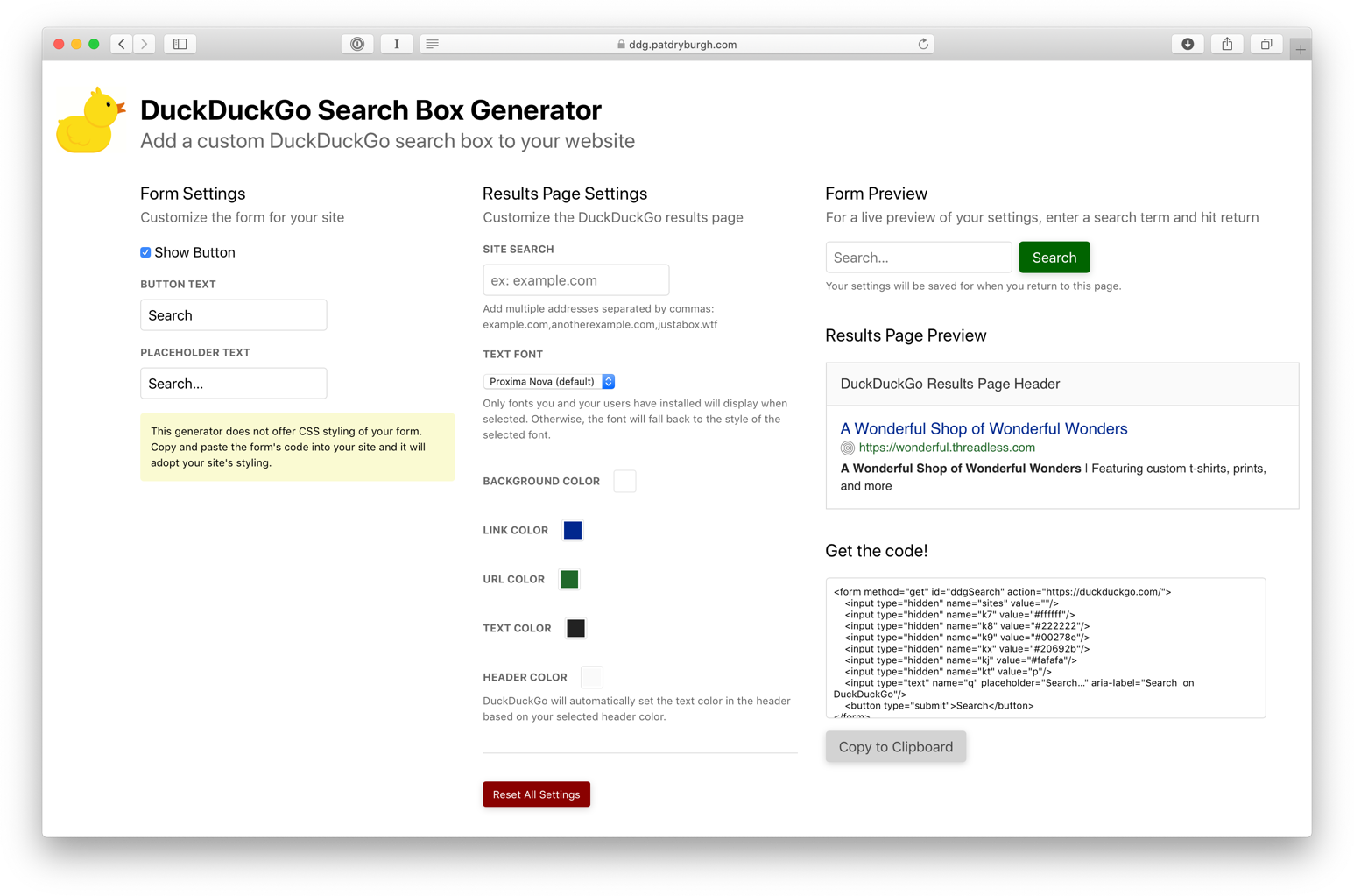 DuckDuckGo Search Box Generator gallery image
