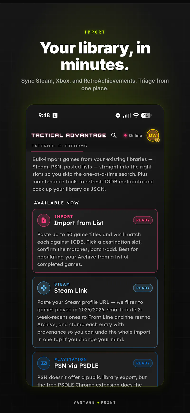 Vantage Point: Game Tracker screenshot 2