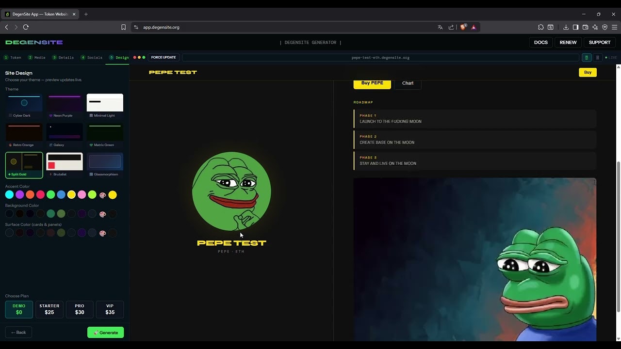 DegenSite - Your Token site in 2 Minutes gallery image