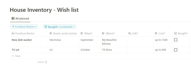 House Inventory Notion Template gallery image