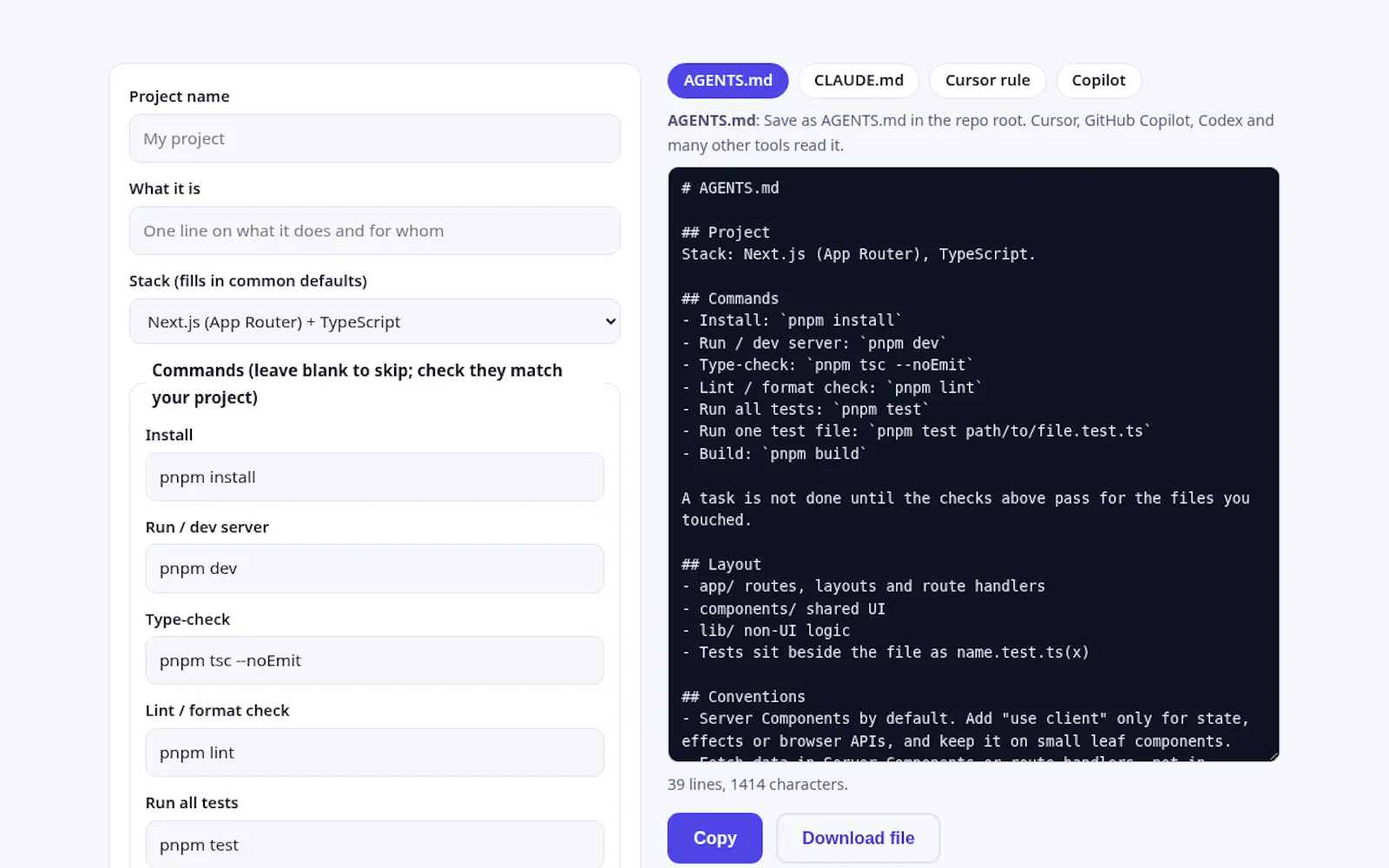AGENTS.md Generator screenshot 1