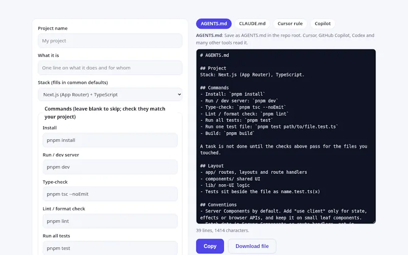 AGENTS.md Generator screenshot 1