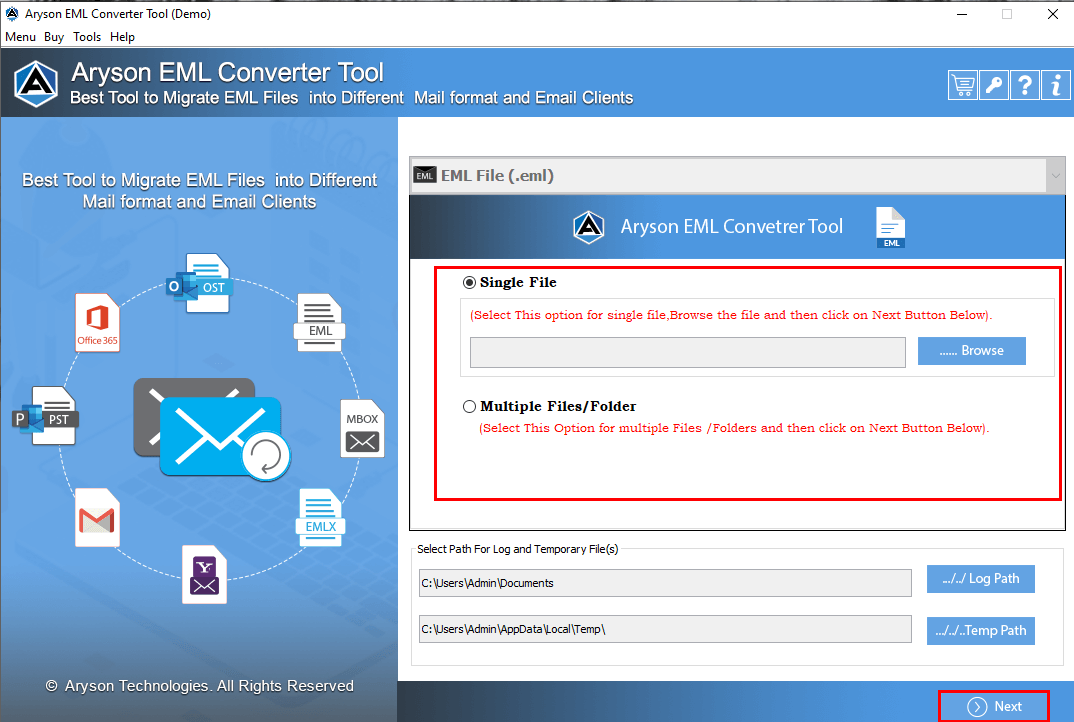 EML Converter Tool - Beste software om EML -bestanden te converteren naar 10 bestandsindelingen media 3