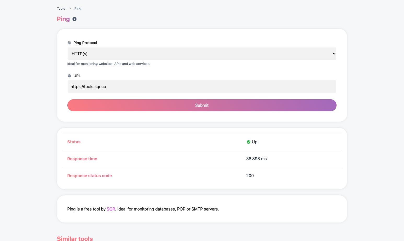SQR web tools gallery image