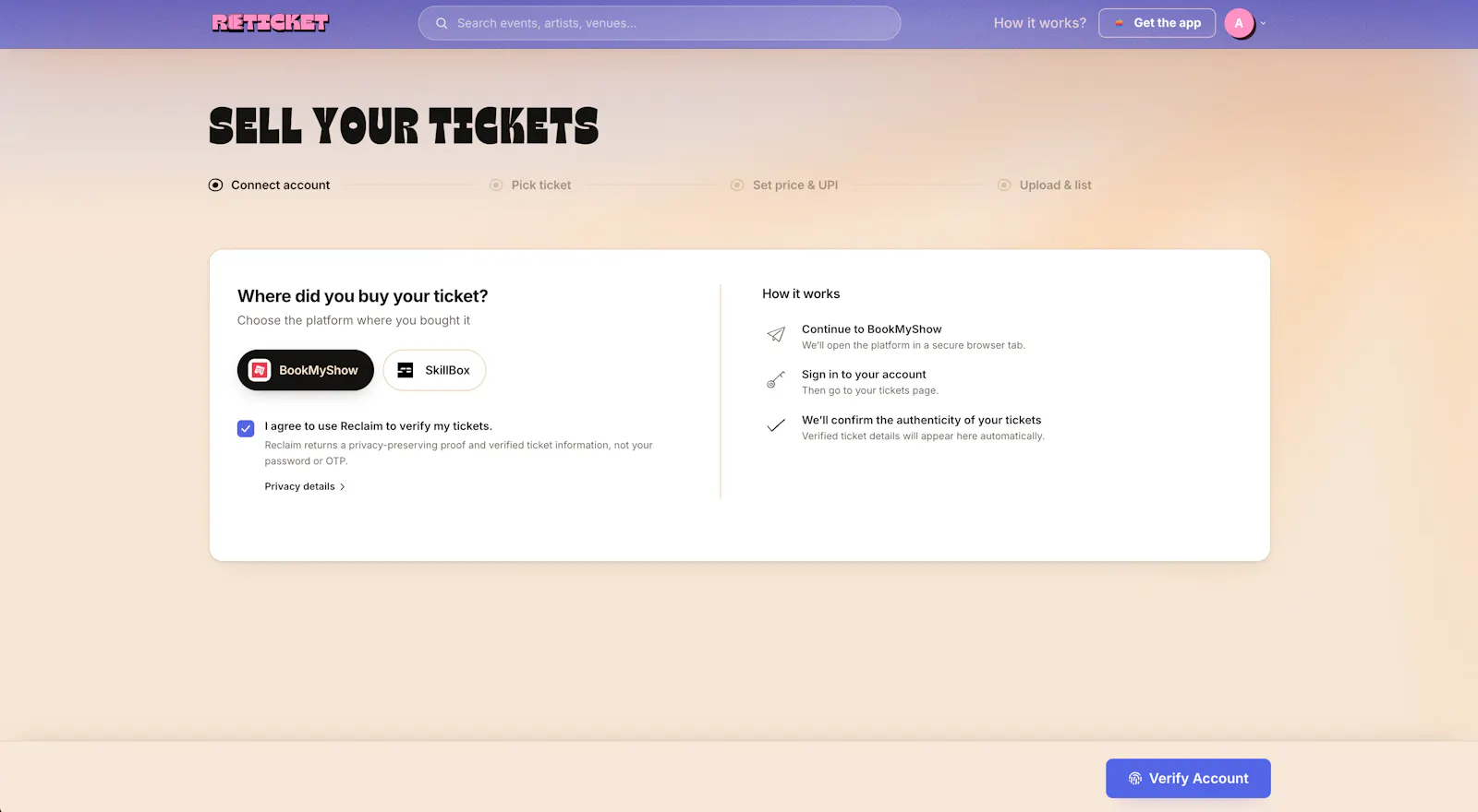 Reticket screenshot 2