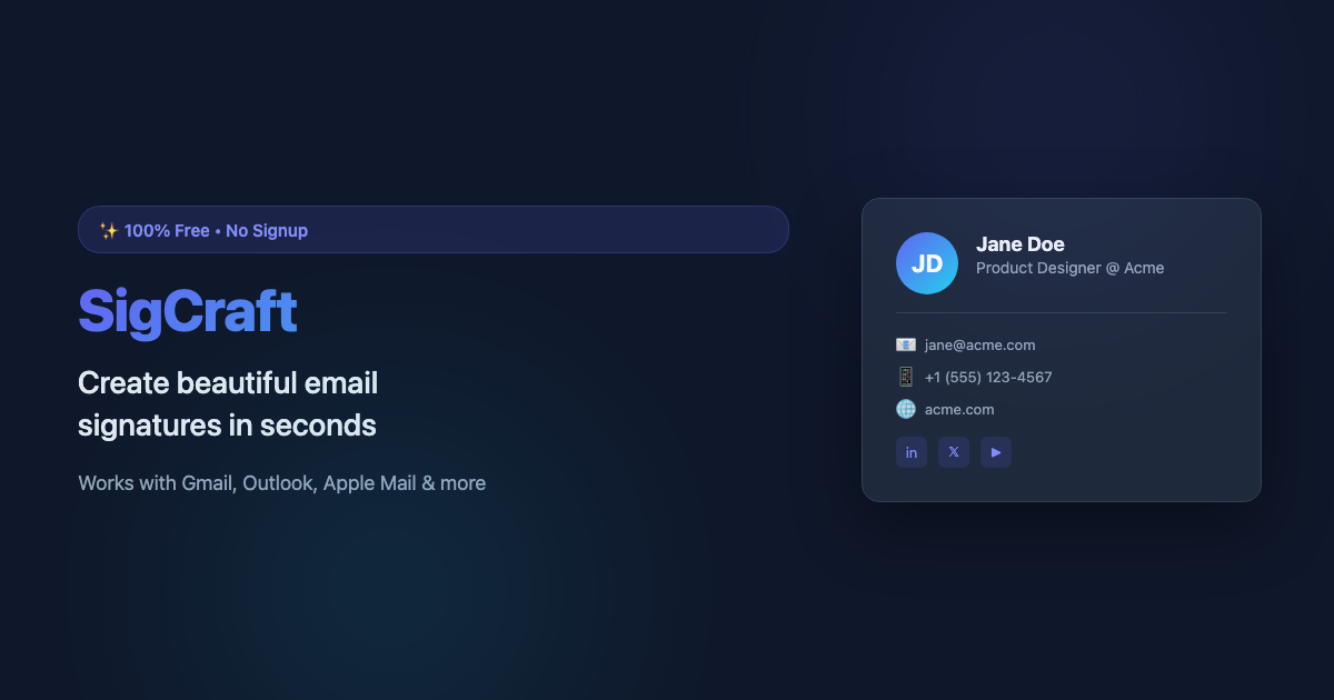 SigCraft - Main product screenshot demonstrating key features and user interface